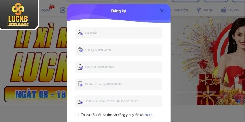 Tìm hiểu các hướng dẫn đăng ký tài khoản Luck8